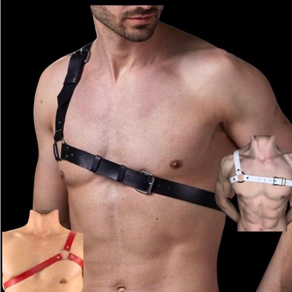 Y-Harness Fetish Mens Leather Harness, Adjustable Body Chest Harness - Picture 2 of 7